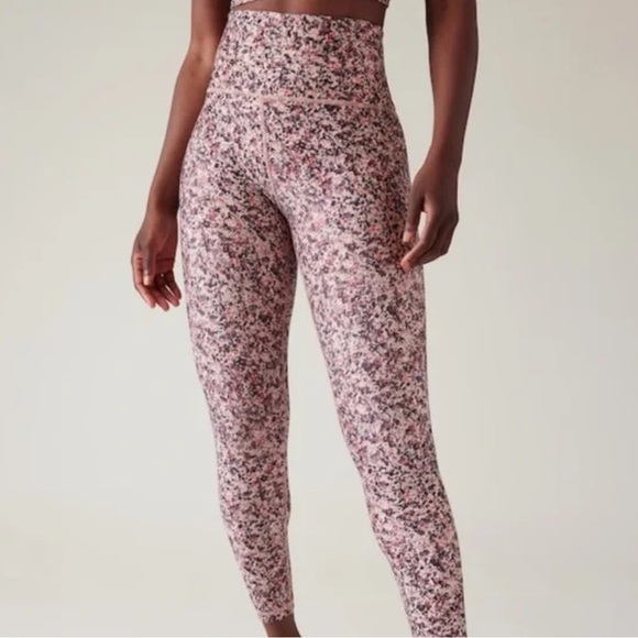 Athleta Pink Black 7/8 Leggings - Picture 1 of 8